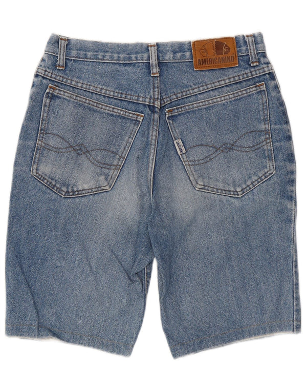 AMERICANINO Pantaloncini di jeans a vita alta da donna W32 Large Blu