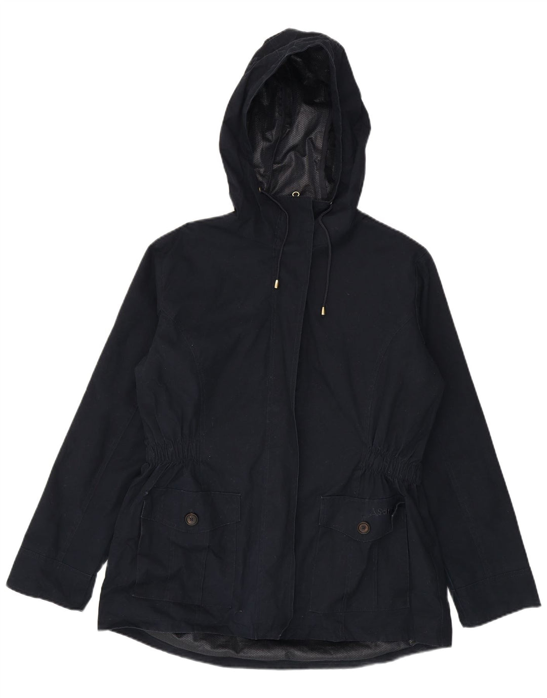 Giacca antipioggia con cappuccio da donna Schoffel UK 16 grande cotone blu navy