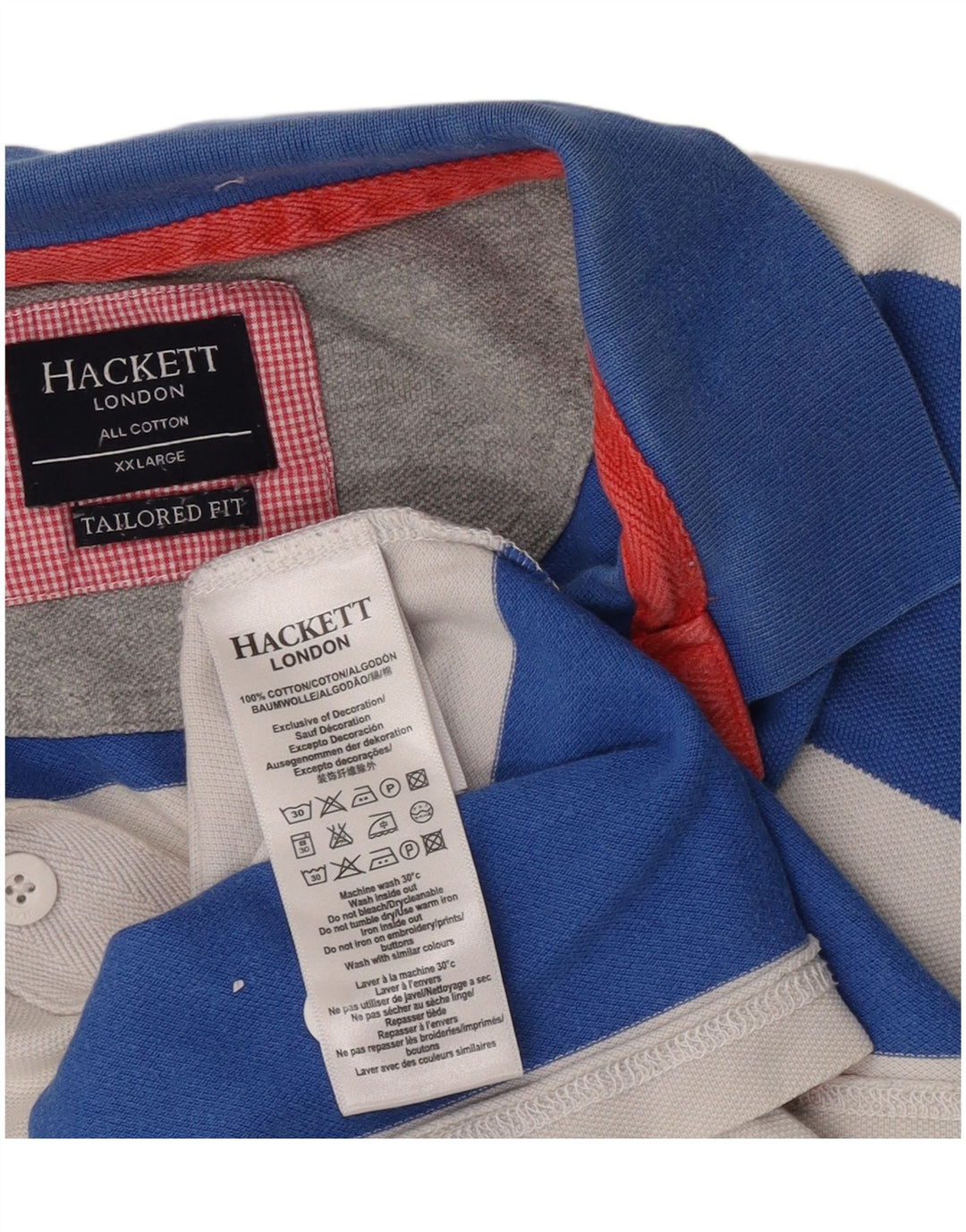 Polo Hackett da uomo su misura 2XL in cotone a righe blu