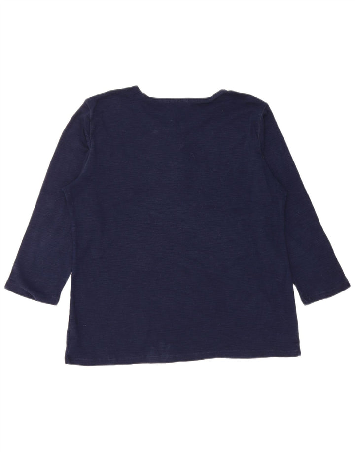 Top da donna CHAPS manica 3/4 UK 18 XL cotone blu navy