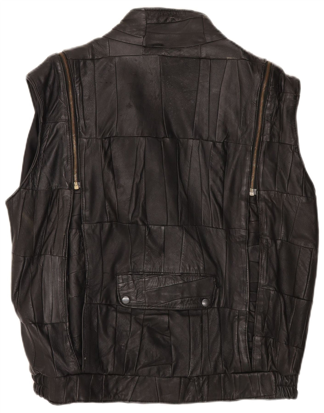 Gilet in pelle da uomo VINTAGE UK 38 Patchwork medio nero