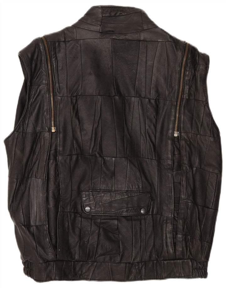 Gilet in pelle da uomo VINTAGE UK 38 Patchwork medio nero