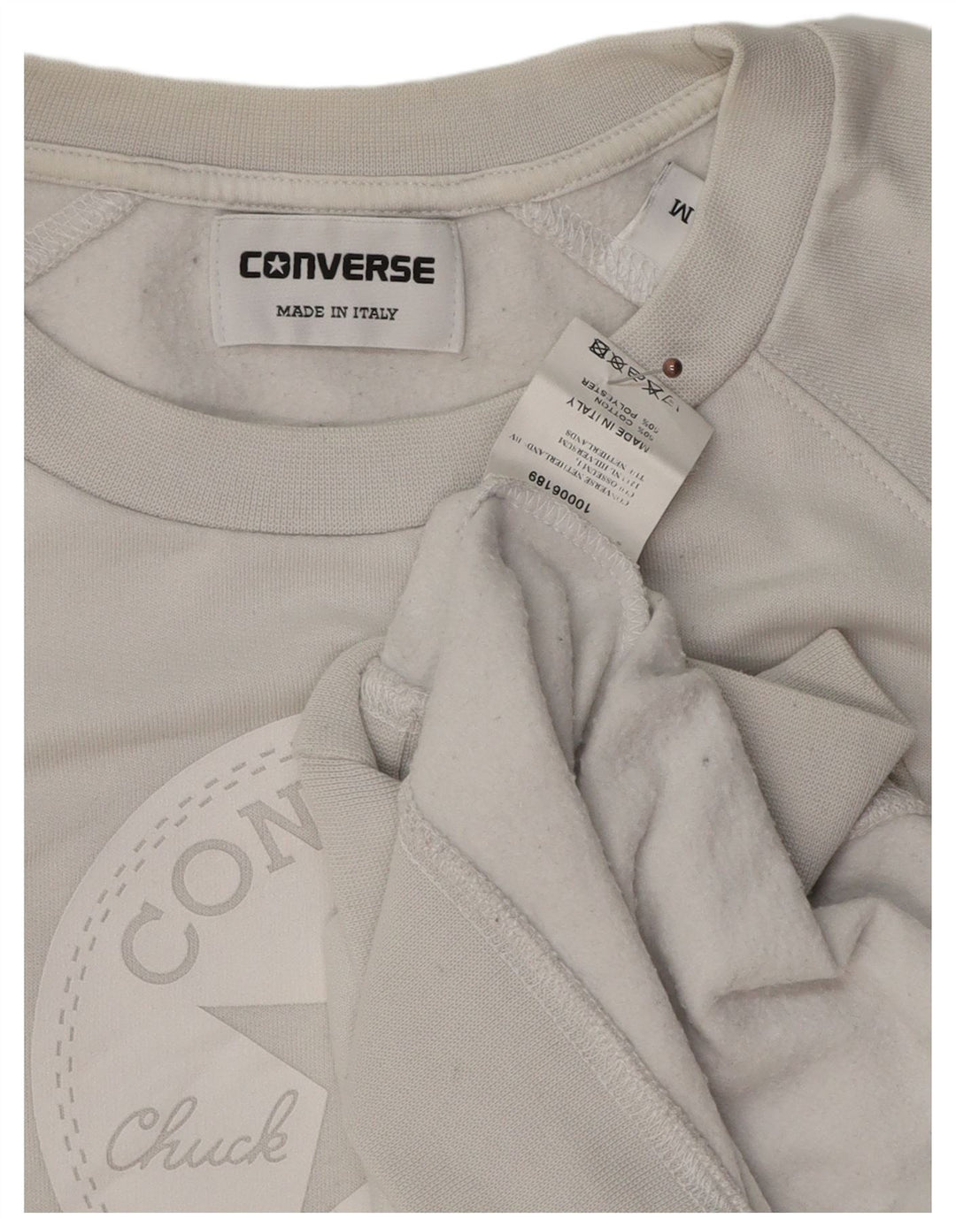 Felpa grafica Converse da uomo Chuck Taylor, in cotone grigio medio