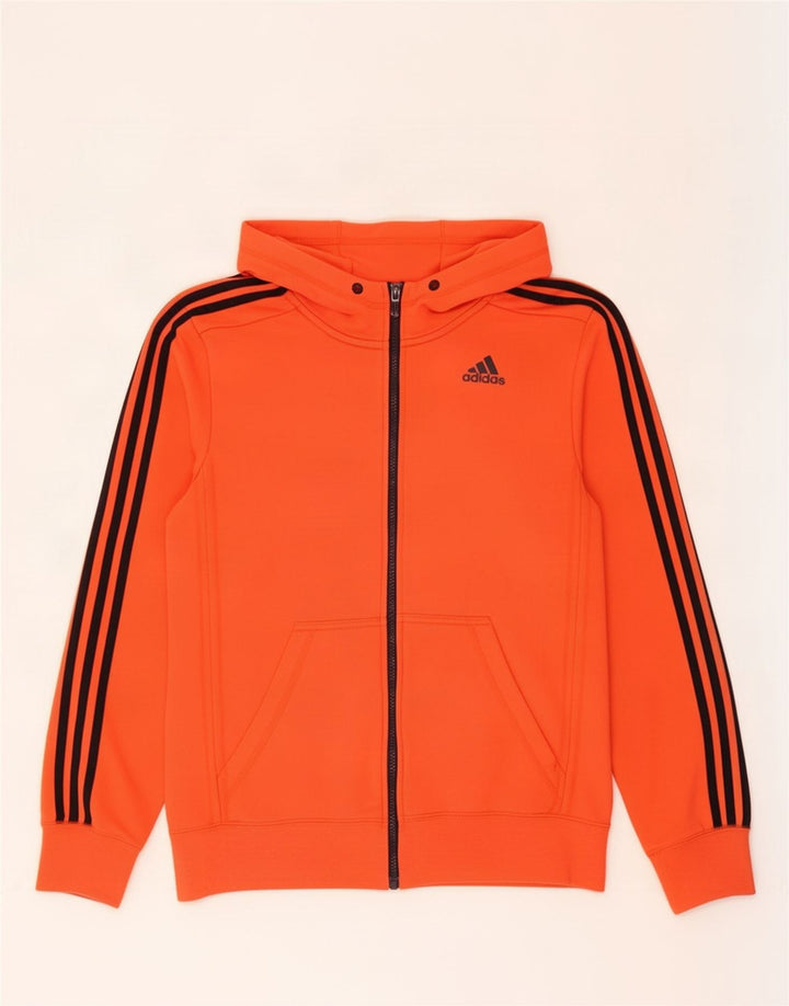 Maglione con cappuccio e zip Adidas Climalite da uomo piccolo in poliestere arancione