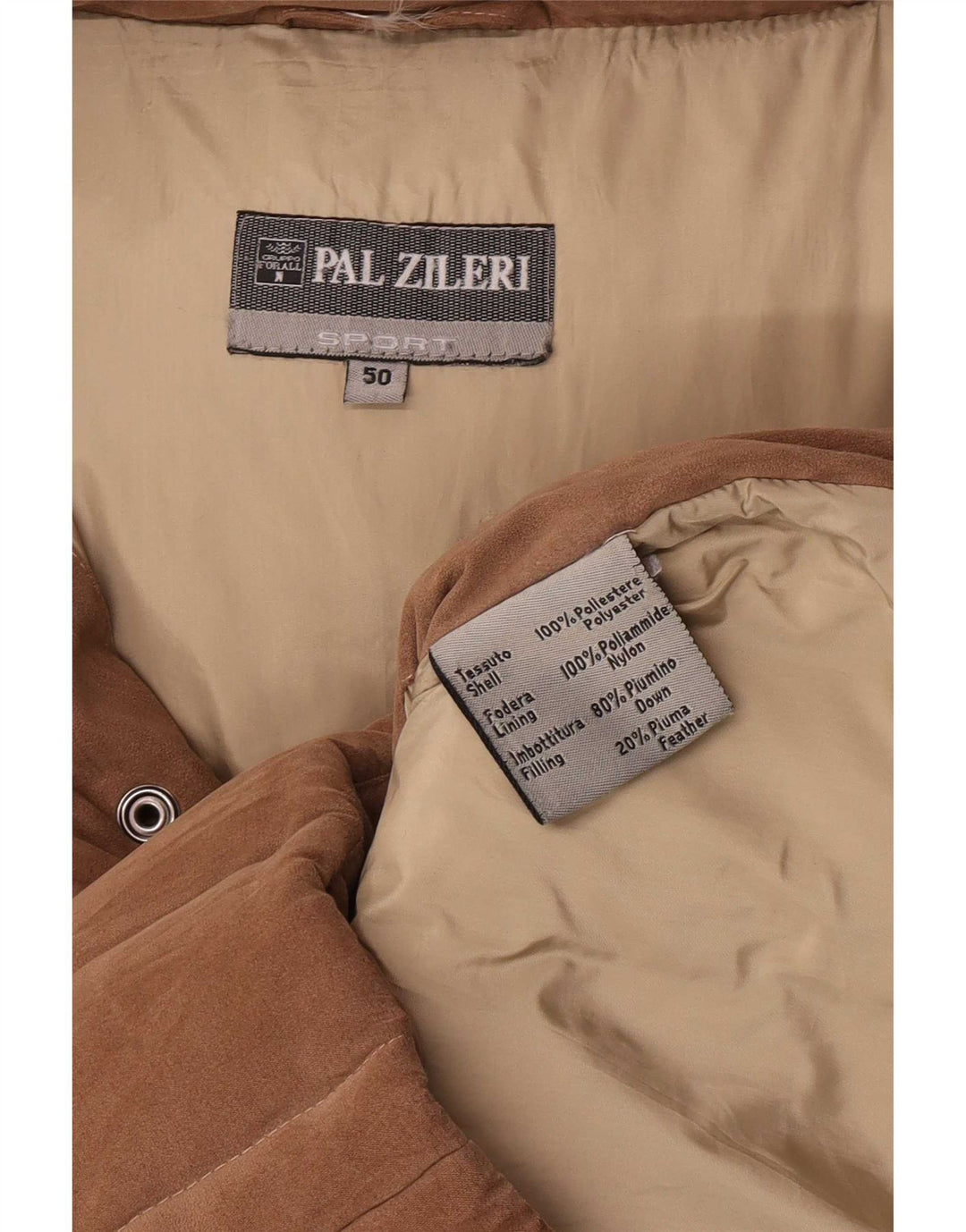 Pal Zileri Giacca Imbottita con Cappuccio da Uomo IT 50 Large Marrone Poliestere