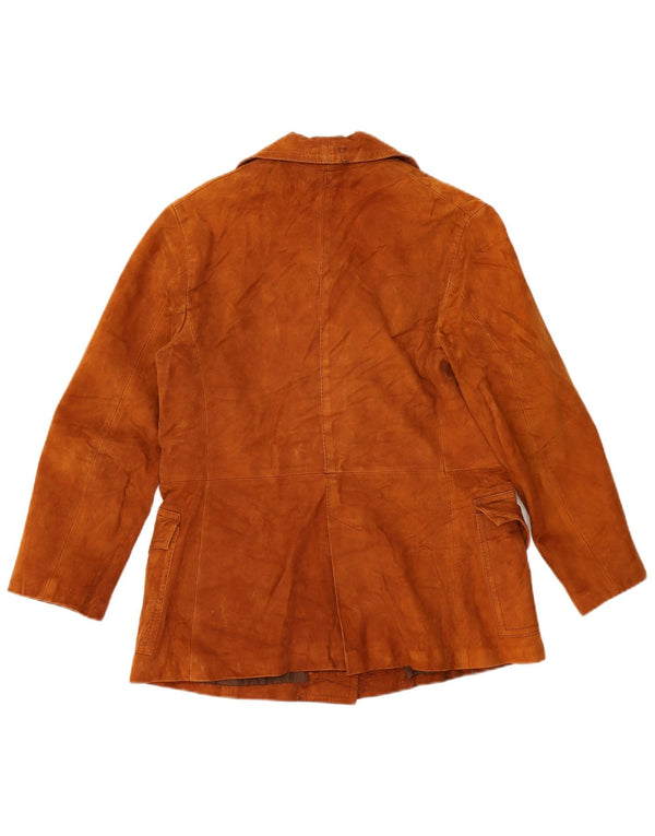 Giacca vintage in pelle scamosciata da donna UK 16 grande marrone