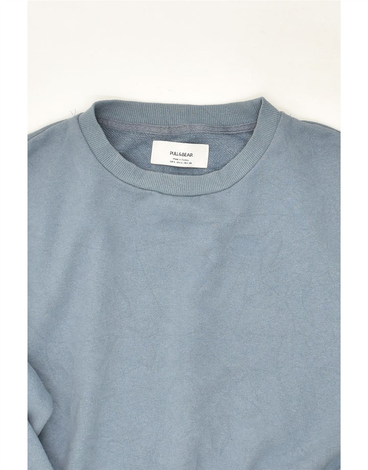 Felpa corta da donna PULL & BEAR UK 16 grande in cotone blu