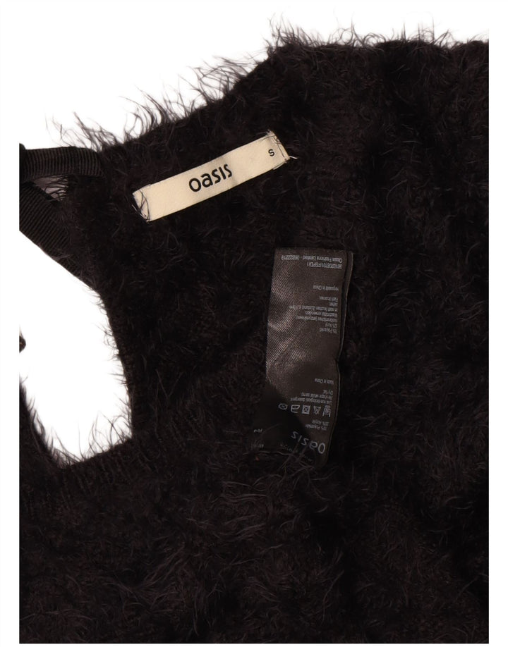Maglione maglione con scollo a barca da donna Oasis UK 10 piccolo nero in poliammide