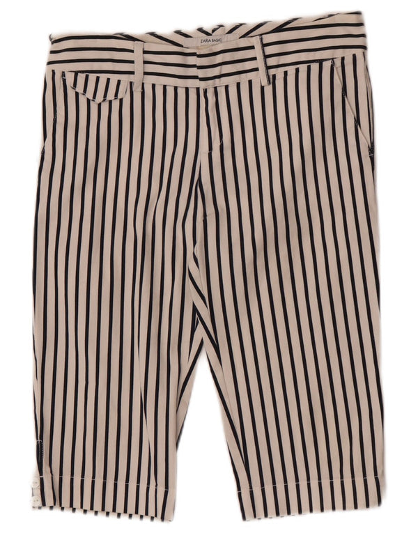 Pantaloncini chino bermuda da donna Zara EU 34 2XS W24 cotone gessato bianco