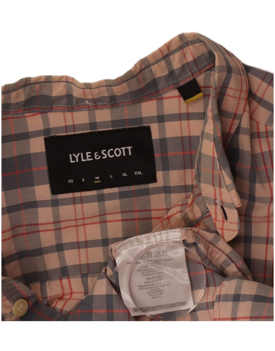 Camicia a maniche corte da uomo Lyle & Scott in cotone a quadri beige medio