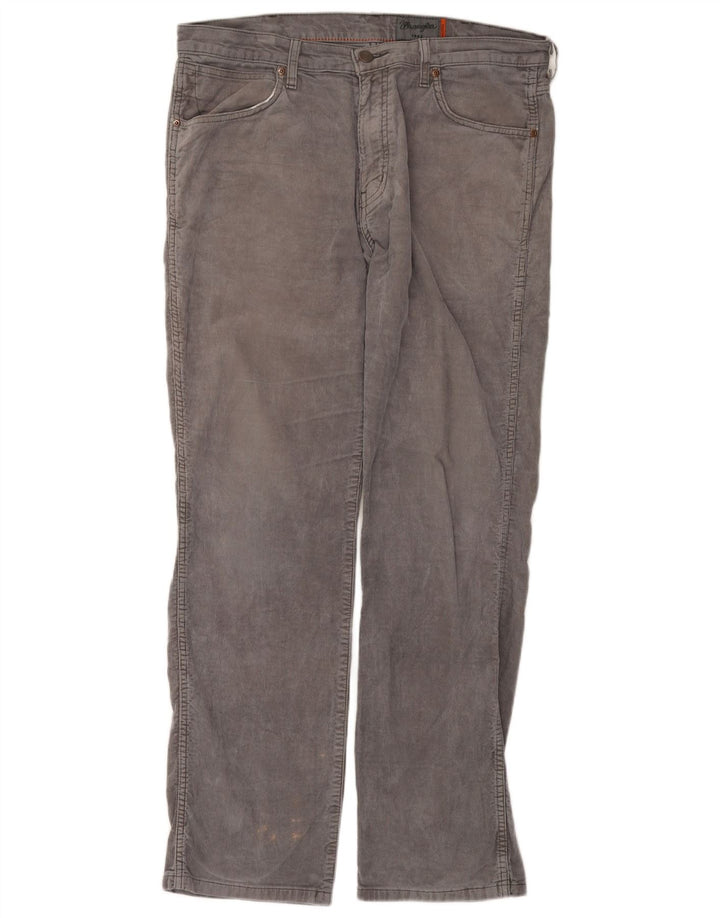 WRANGLER Pantaloni da uomo in velluto a coste dritti elasticizzati Arizona W36 L32 Grigi