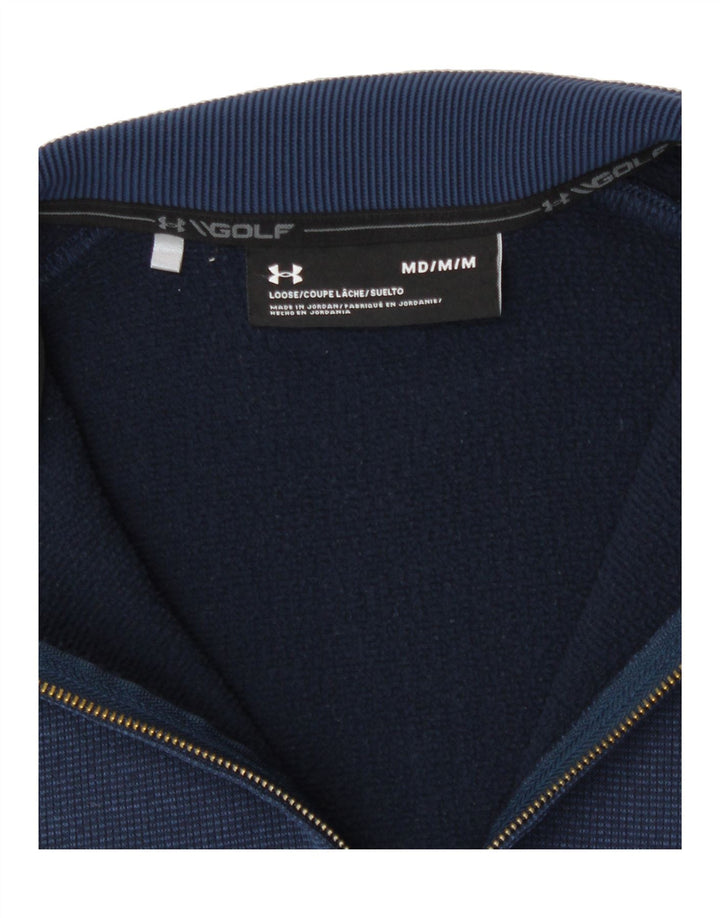 UNDER ARMOUR Mens Storm-Fit Zip Neck Sweatshirt Jumper Medium Navy Blue Vintage Under Armour and Second-Hand Under Armour from Messina Hembry 