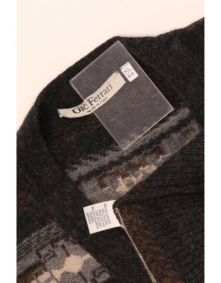 Gioferrari Maglia Cardigan Uomo IT 54 XL Grigio Lana Geometrica