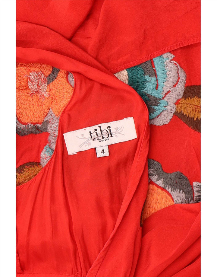 Abito lungo grafico da donna Tibi US 4 piccolo rosso floreale