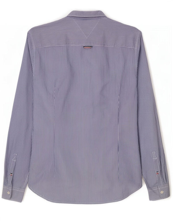 Camicia slim fit da uomo Tommy Hilfiger blu medio in cotone gessato