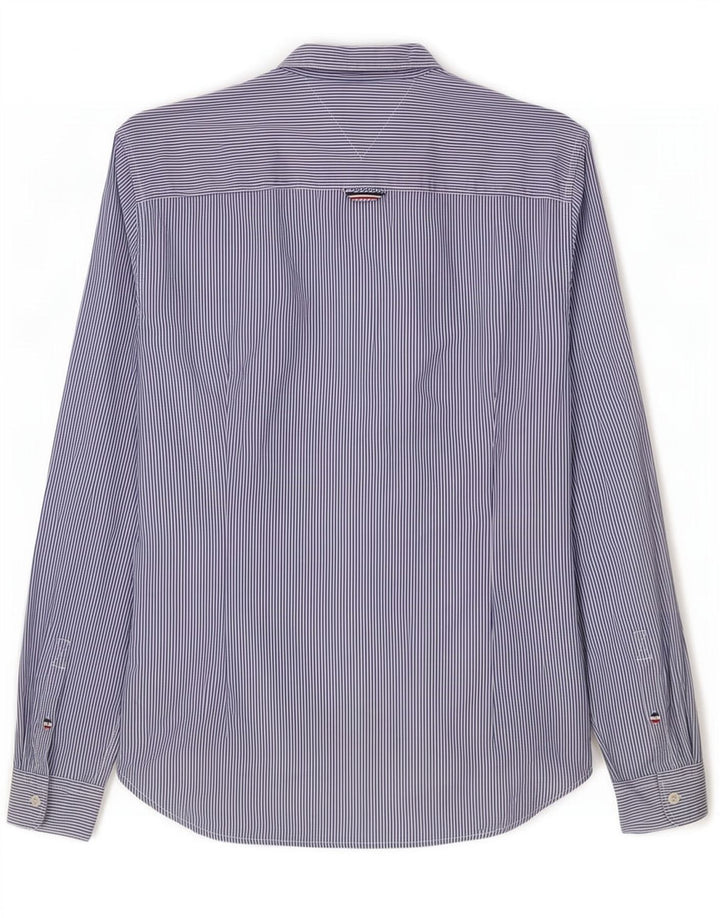 Camicia slim fit da uomo Tommy Hilfiger blu medio in cotone gessato