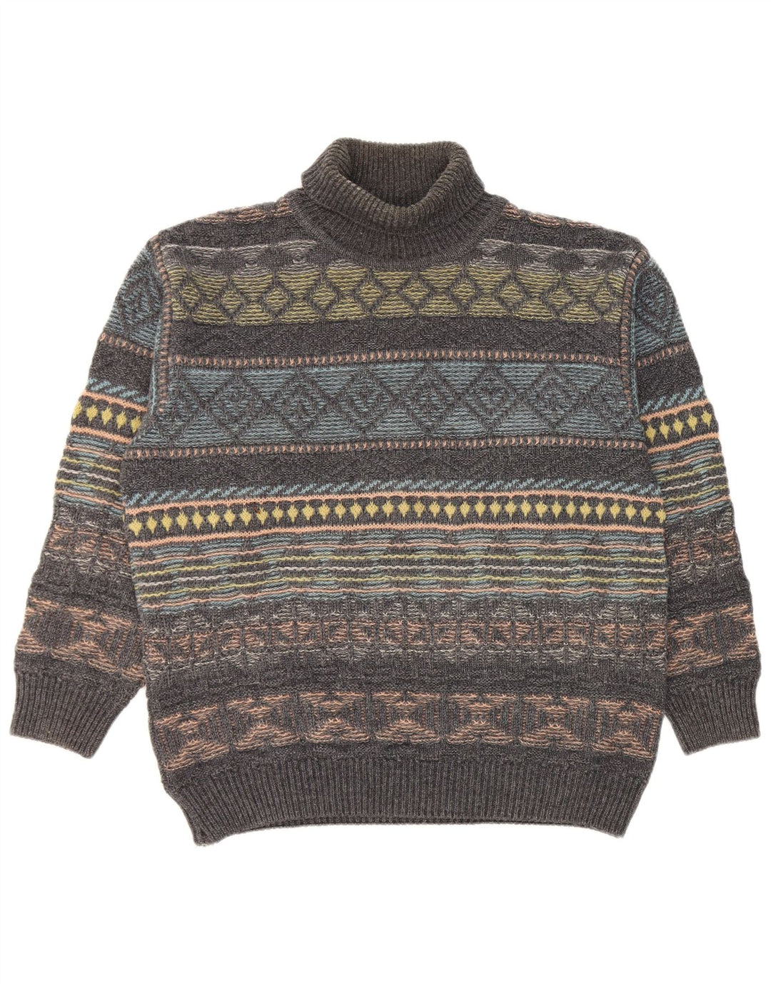 Maglione maglione da uomo con collo alto Gilberto IT 56 2XL Lana geometrica grigia