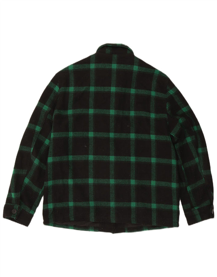 Giacca utility Zara da uomo con toppe UK 40 poliestere a quadri verdi grandi