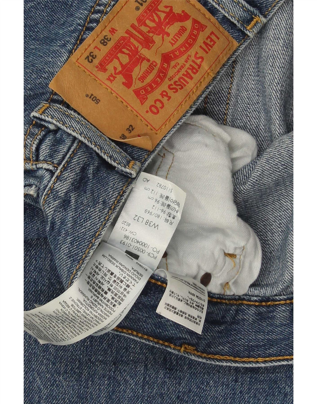 Levi's Uomo 501 Jeans dritti W38 L32 Cotone Blu