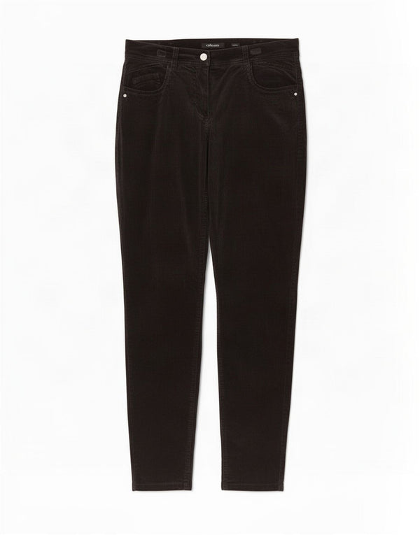 Pantaloni casual Olsen da donna Dana Slim in velluto UK 10 Small W30 L30 Neri