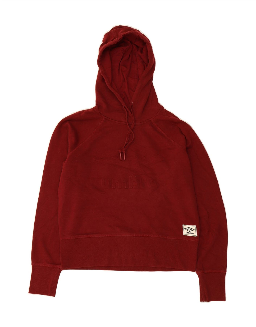 UMBRO Womens Graphic Hoodie Jumper UK 16 Large Maroon Cotton Vintage Umbro and Second-Hand Umbro from Messina Hembry 