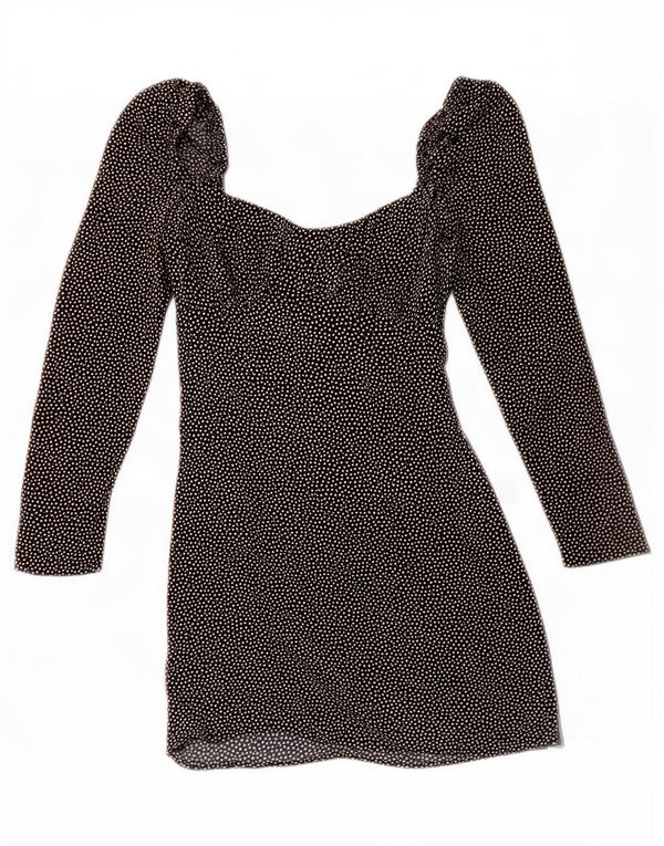Mini abito con spalle scoperte Zara da donna UK 6 XS nero maculato