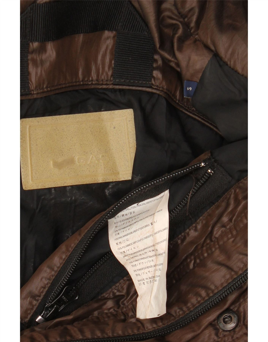 Giacca imbottita bomber con cappuccio da uomo Gas UK 36 piccola poliestere marrone