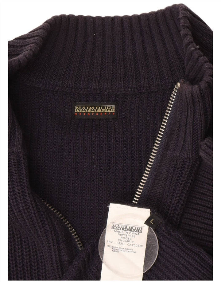 Maglione cardigan geografico da uomo NAPAPIJRI grande cotone blu navy