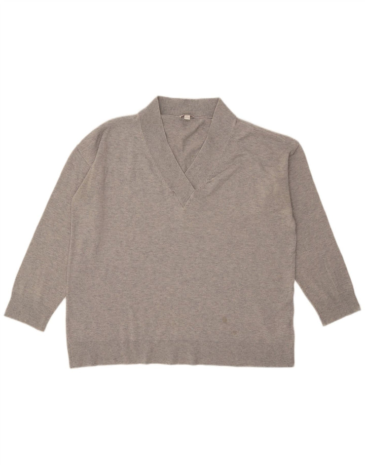Gap Maglione da donna oversize con scollo a V UK 16 Grande grigio screziato