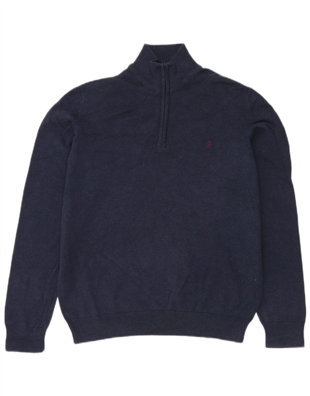 Maglione da uomo con zip e collo Farah, grande, in cotone blu navy