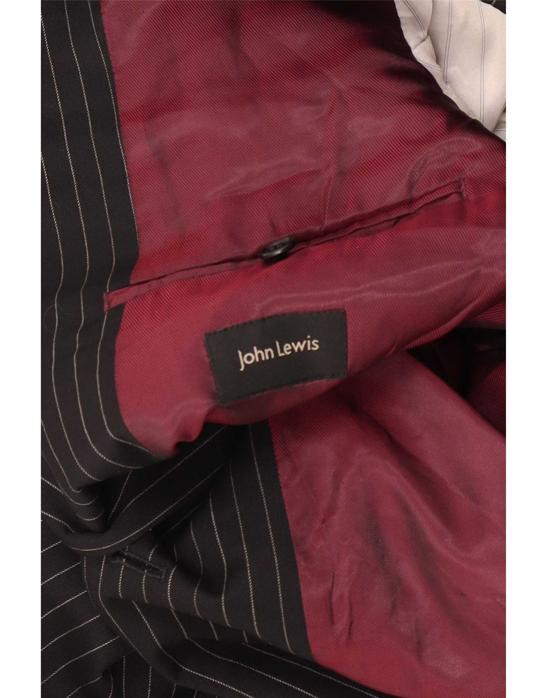 Giacca blazer da uomo a 2 bottoni John Lewis UK 36 piccola lana gessata nera