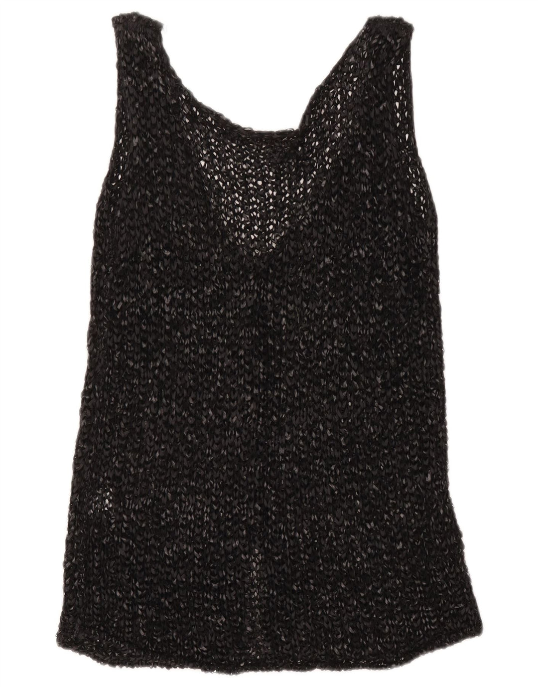 Codice Top Cardigan All'uncinetto Senza Maniche Da Donna UK 16 Large Grigio Cotone