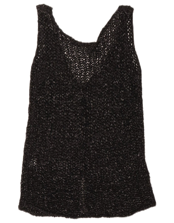 Codice Top Cardigan All'uncinetto Senza Maniche Da Donna UK 16 Large Grigio Cotone