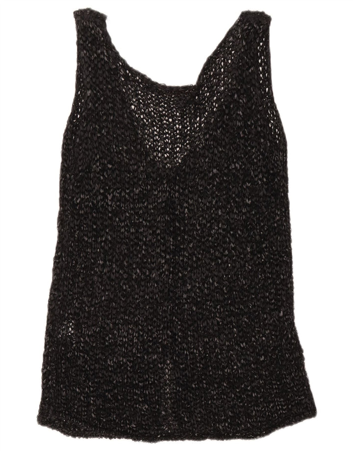 Codice Top Cardigan All'uncinetto Senza Maniche Da Donna UK 16 Large Grigio Cotone