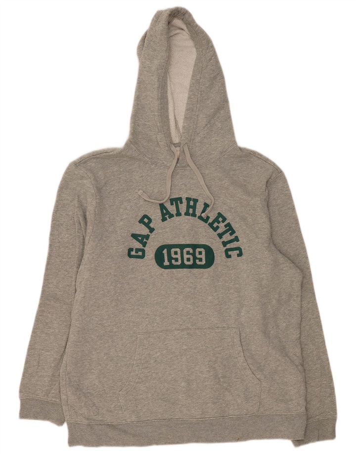 Gap Felpa con cappuccio grafica da uomo, maglione grande, cotone chiazzato grigio