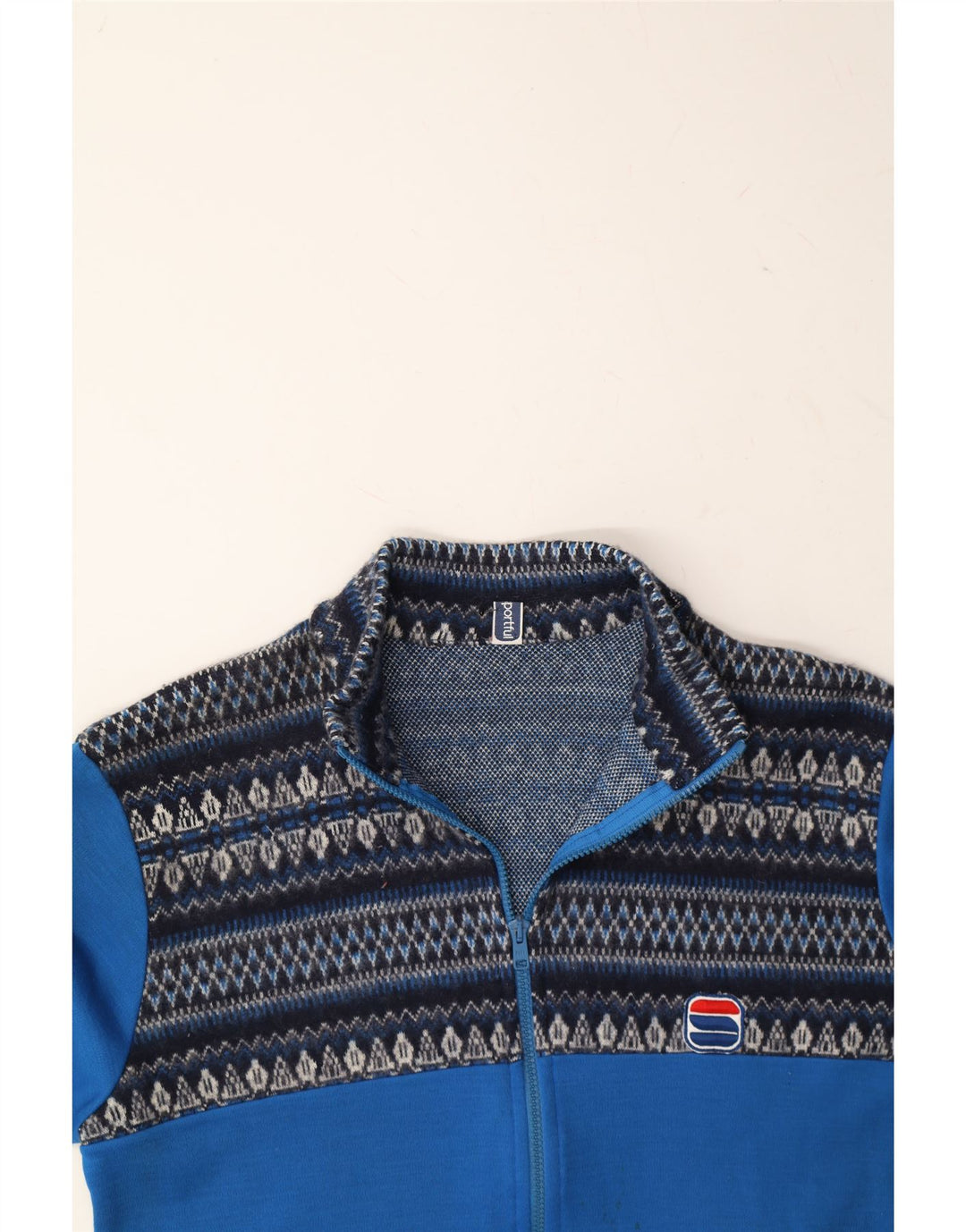 SPORTFUL Mens Tracksuit Top Jacket IT 46 Small Blue Colourblock Wool Vintage Sportful and Second-Hand Sportful from Messina Hembry 