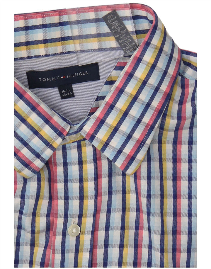 Camicia da uomo Tommy Hilfiger taglia 16 16 1/2 grande cotone a quadri multicolore