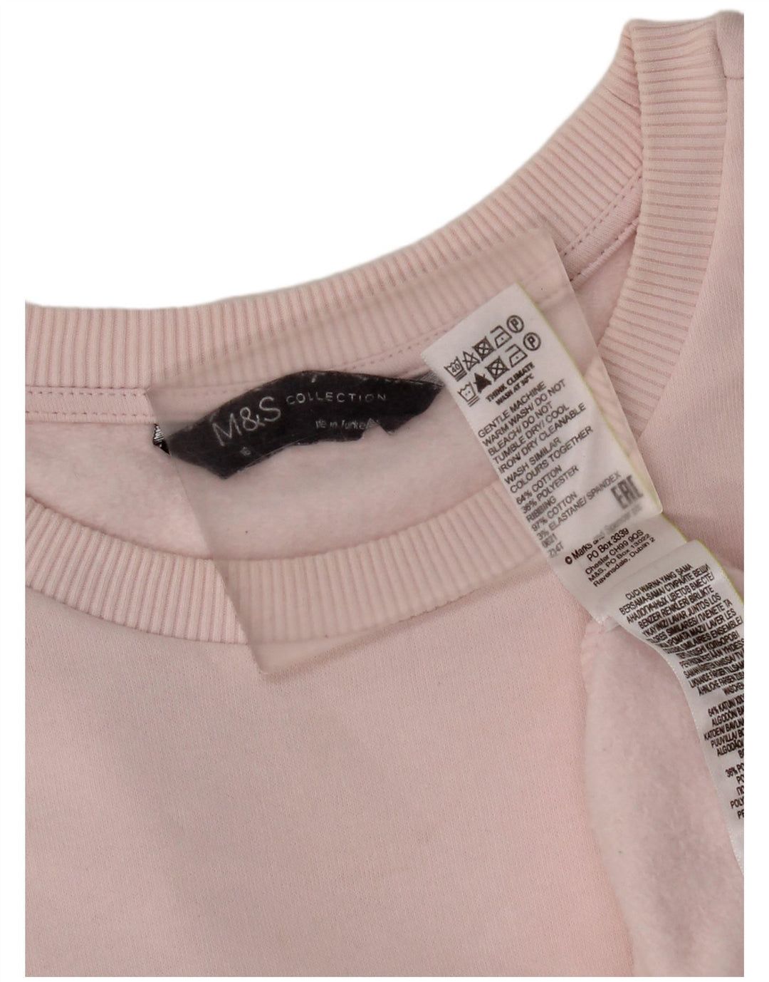 Felpa da donna Marks & Spencer UK 16 grande cotone rosa