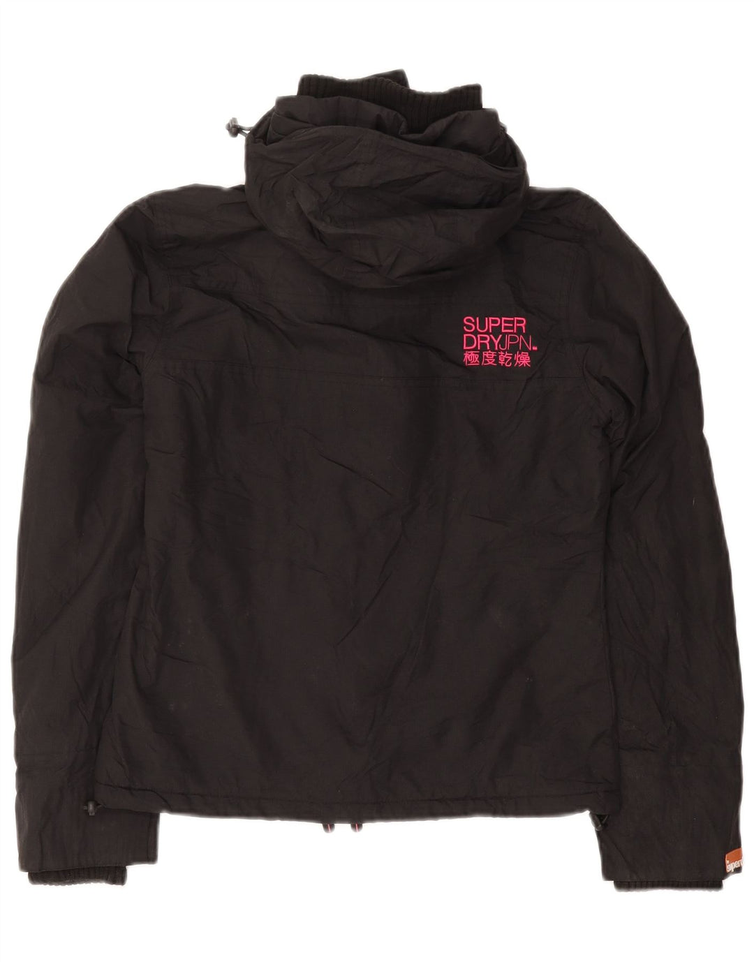 Giacca a vento con cappuccio da donna Superdry UK 10 Small nylon nero