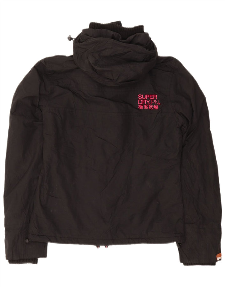 Giacca a vento con cappuccio da donna Superdry UK 10 Small nylon nero