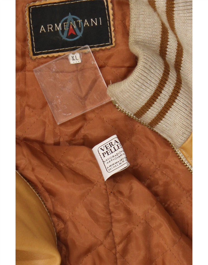 Giacca in pelle bomber vintage da uomo UK 42 XL in pelle beige