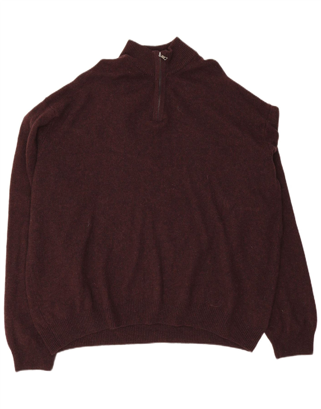 MARKS & SPENCER Maglione da uomo con collo con zip 4XL Lana bordeaux