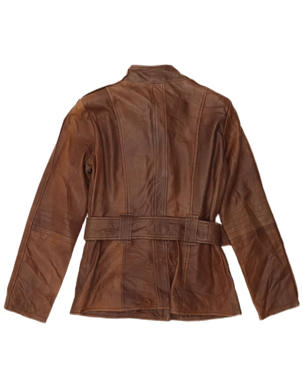 Giacca in pelle da donna Zara UK 14 grande in pelle marrone