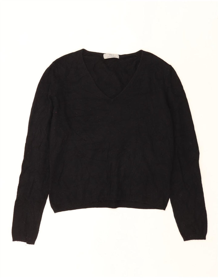 Maglione corto con scollo a V da donna Marks & Spencer UK 14 medio nero