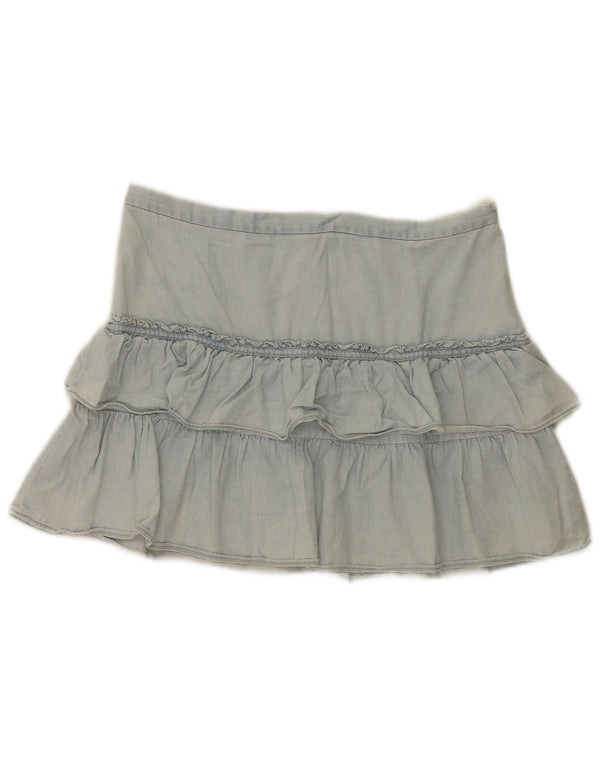 Gonna mini volant in denim da donna French Connection UK 12 media W32 blu