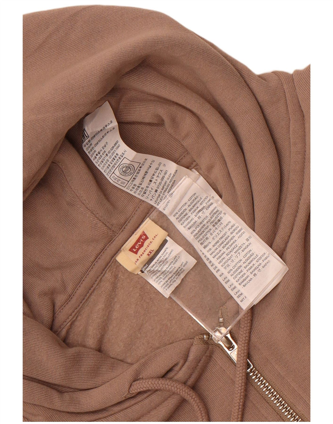 Maglione con cappuccio e zip corta da donna Levi's UK 20 2XL Cotone grigio