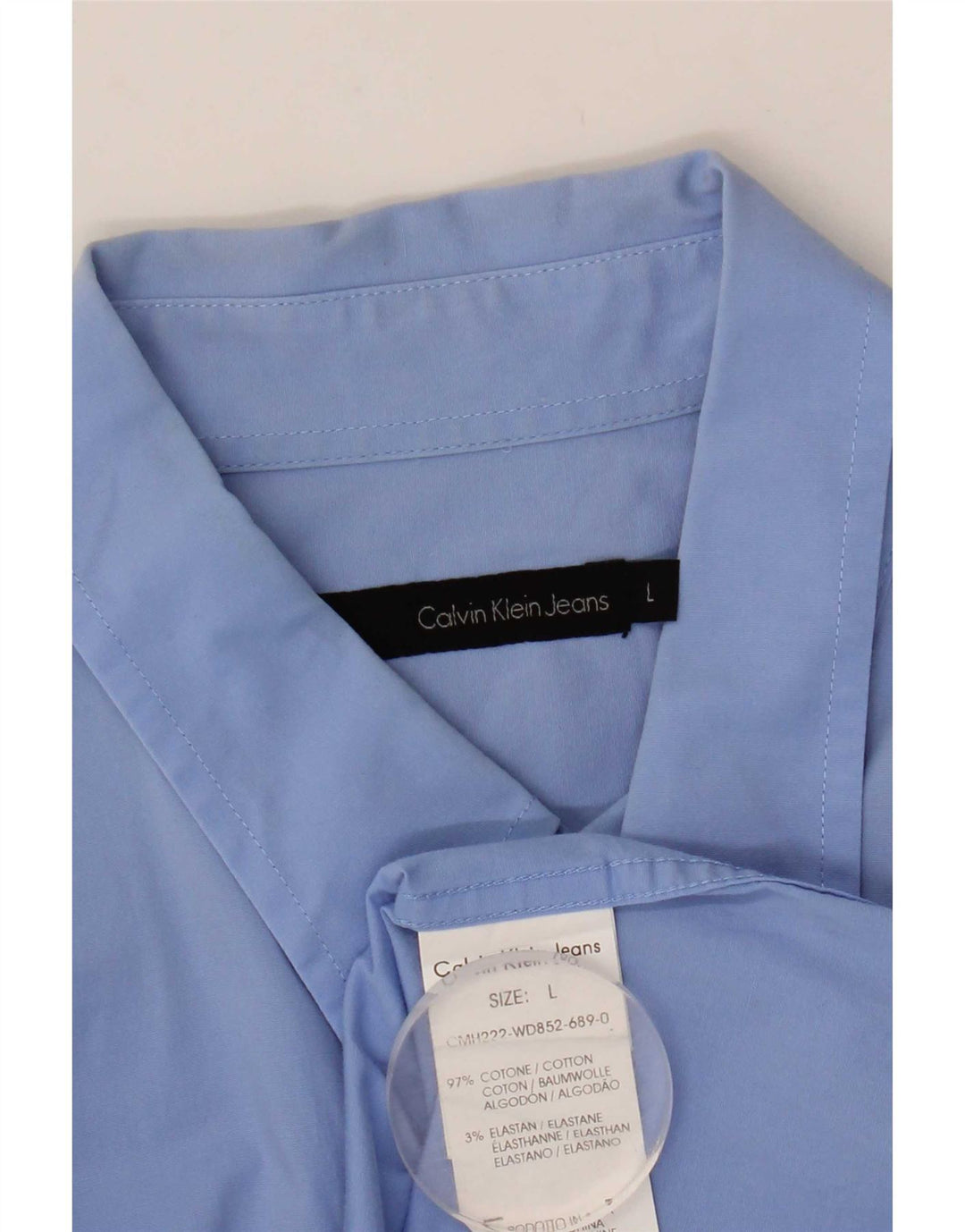 Camicia da uomo Calvin Klein Jeans Large in cotone blu