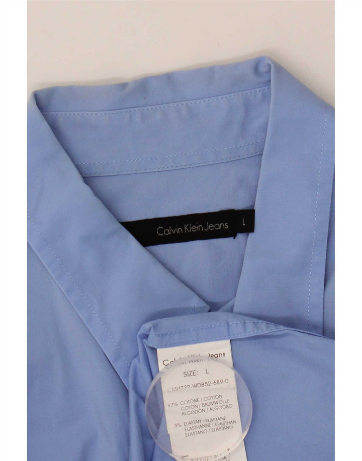 Camicia da uomo Calvin Klein Jeans Large in cotone blu