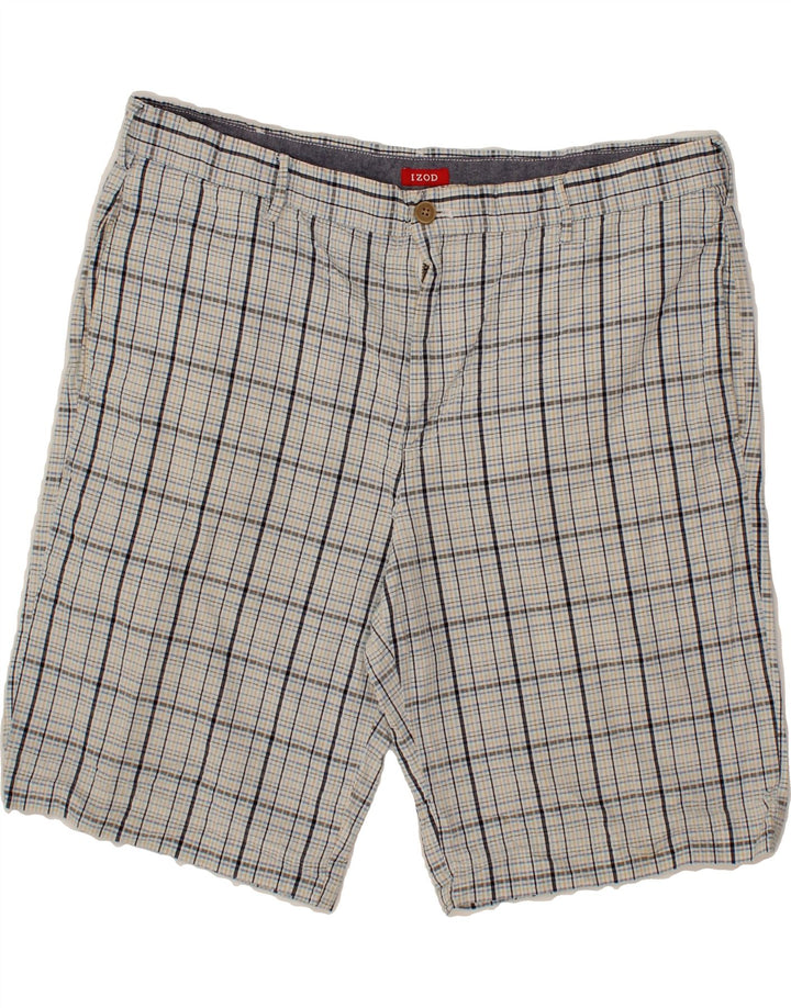 IZOD Mens Chino Shorts W40 XL Grey Check Cotton Vintage Izod and Second-Hand Izod from Messina Hembry 