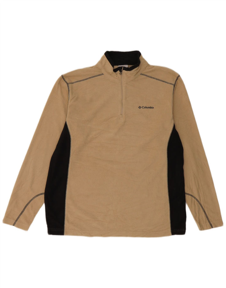 Maglione in pile da uomo Columbia con zip e collo, grande, in poliestere color block beige